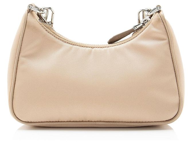 Prada Tessuto Re-Edition Mini Crossbody Marrone Beige - vista 3