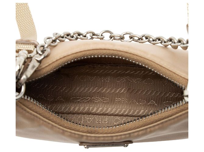 Prada Tessuto Re-Edition Mini Crossbody Marrone Beige - vista 6
