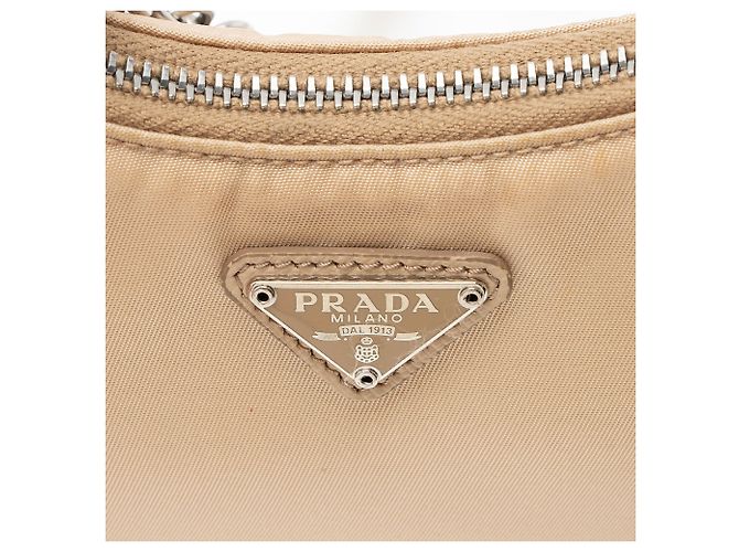 Prada Tessuto Re-Edition Mini Crossbody Marrone Beige - vista 8