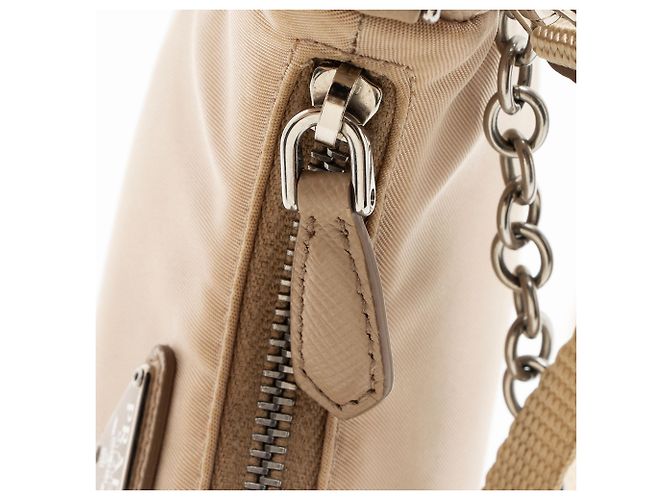 Prada Tessuto Re-Edition Mini Crossbody Marrone Beige - vista 9