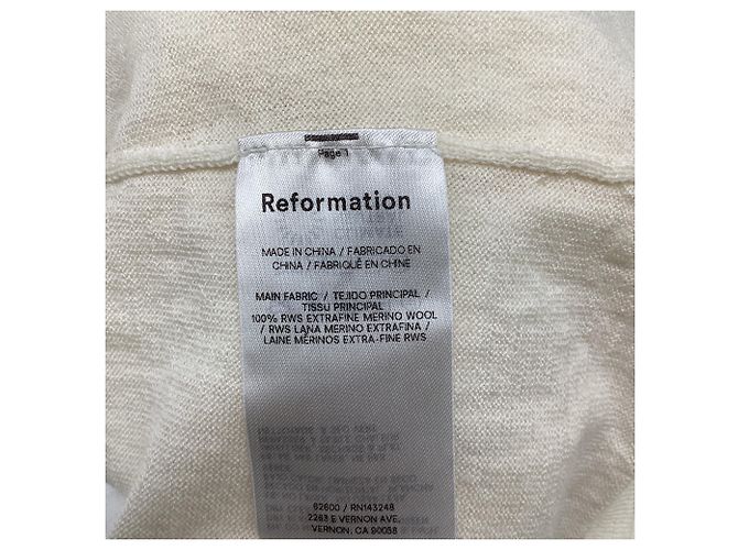 Reformation Polo-Pullover aus cremefarbener Merinowolle Weiß Roh - Ansicht 5
