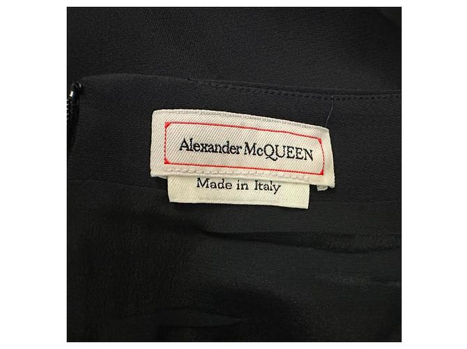 Abito midi vintage Alexander McQueen con scollo a cuore in viscosa nera Nero - vista 3