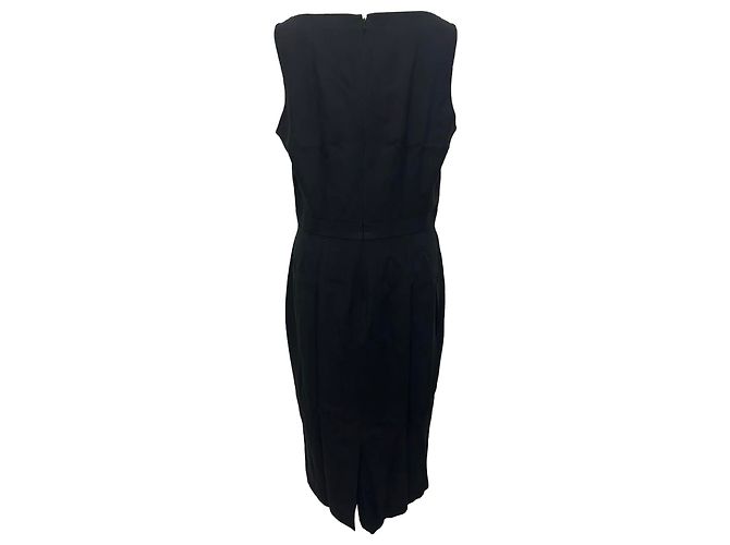 Abito midi vintage Alexander McQueen con scollo a cuore in viscosa nera Nero - vista 4