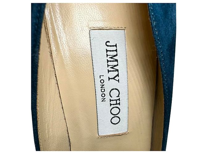 Décolleté con plateau Jimmy Choo in scamosciato blu - vista 10
