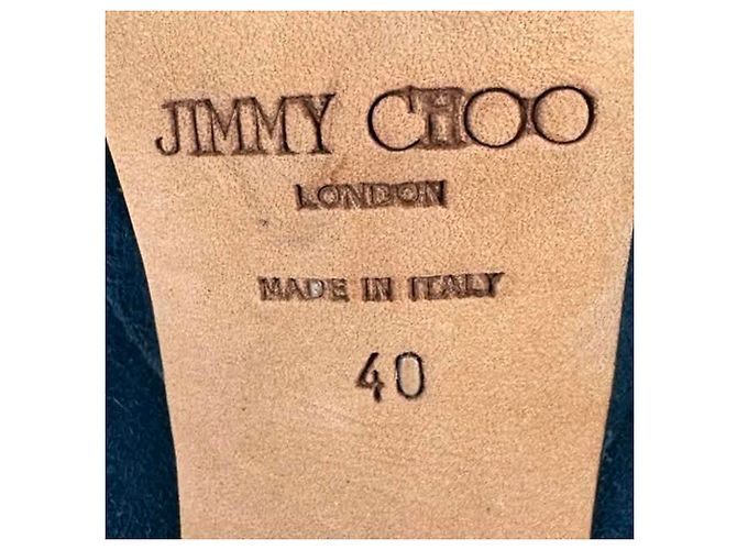 Décolleté con plateau Jimmy Choo in scamosciato blu - vista 11