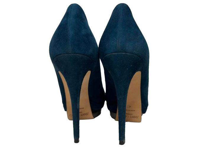 Décolleté con plateau Jimmy Choo in scamosciato blu - vista 4