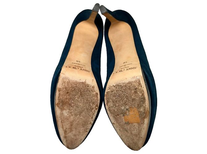 Décolleté con plateau Jimmy Choo in scamosciato blu - vista 8