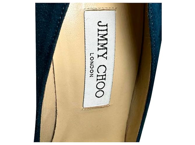 Décolleté con plateau Jimmy Choo in scamosciato blu - vista 9