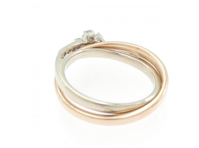 Autre Marque Anello in oro bianco e oro rosa 750 con diamanti D'oro - vista 3