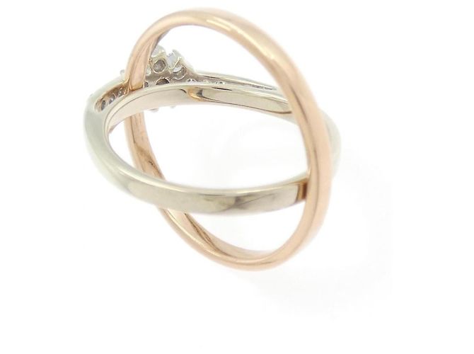 Autre Marque Anello in oro bianco e oro rosa 750 con diamanti D'oro - vista 4