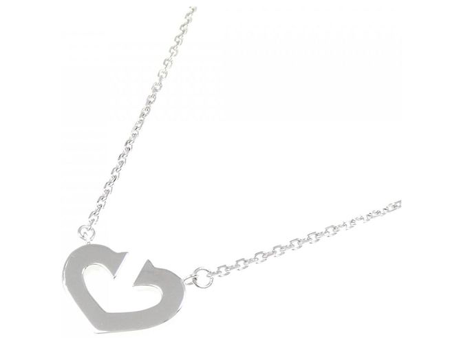 Collana Cartier C Heart 750 Oro Bianco Argento - vista 2