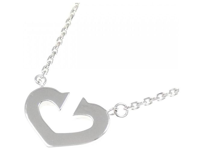 Collana Cartier C Heart 750 Oro Bianco Argento - vista 3