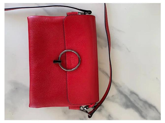 Chloé Faye Borsa a Tracolla in Pelle Rossa Rosso - vista 2