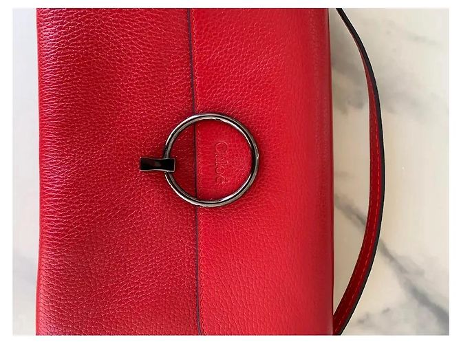 Chloé Faye Borsa a Tracolla in Pelle Rossa Rosso - vista 3