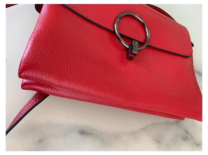 Chloé Faye Borsa a Tracolla in Pelle Rossa Rosso - vista 5