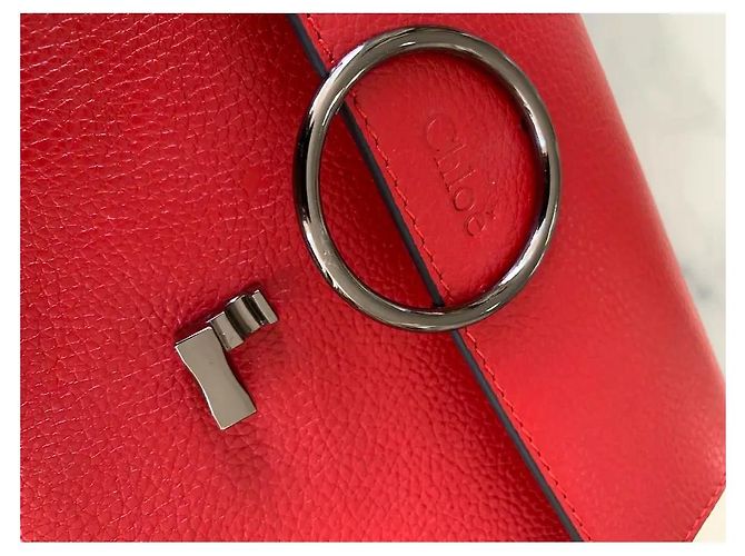 Chloé Faye Borsa a Tracolla in Pelle Rossa Rosso - vista 6