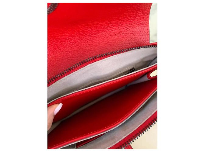 Chloé Faye Borsa a Tracolla in Pelle Rossa Rosso - vista 8