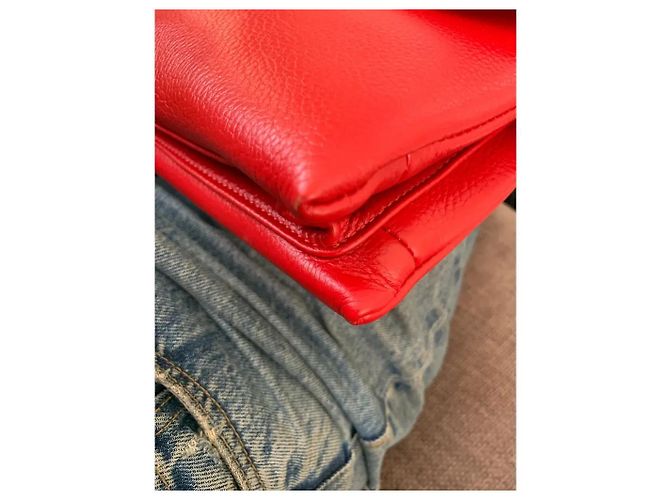 Chloé Faye Borsa a Tracolla in Pelle Rossa Rosso - vista 9