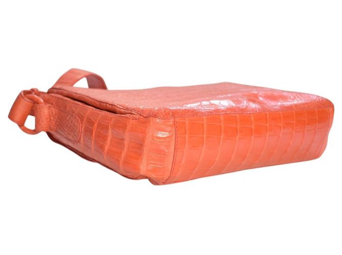 Bolsa de ombro Nancy Gonzalez em pele de crocodilo vermelho coral - vista 11
