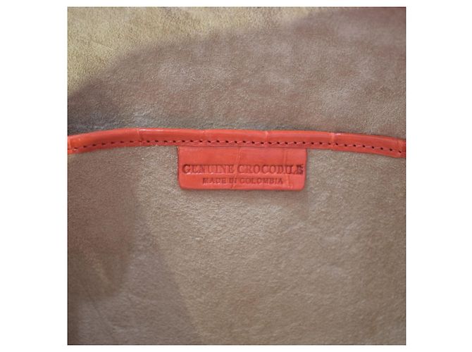 Bolsa de ombro Nancy Gonzalez em pele de crocodilo vermelho coral - vista 15