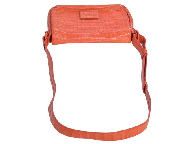 Bolsa de ombro Nancy Gonzalez em pele de crocodilo vermelho coral - vista 8