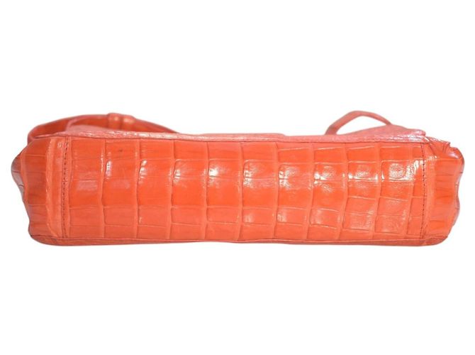 Bolsa de ombro Nancy Gonzalez em pele de crocodilo vermelho coral - vista 9