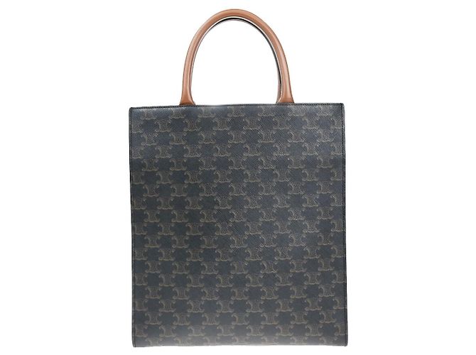 Céline Tote Verticale Triomphe Celine in Tela Cerata Small Marrone - vista 2