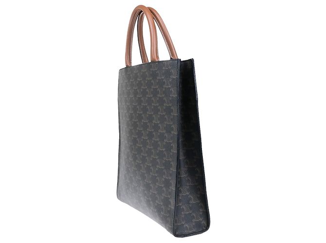 Céline Tote Verticale Triomphe Celine in Tela Cerata Small Marrone - vista 4