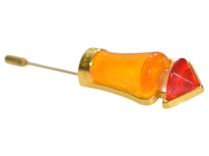 Rochas Paris Tocade Parfümflakon Brosche Rot Golden Orange - Ansicht 6