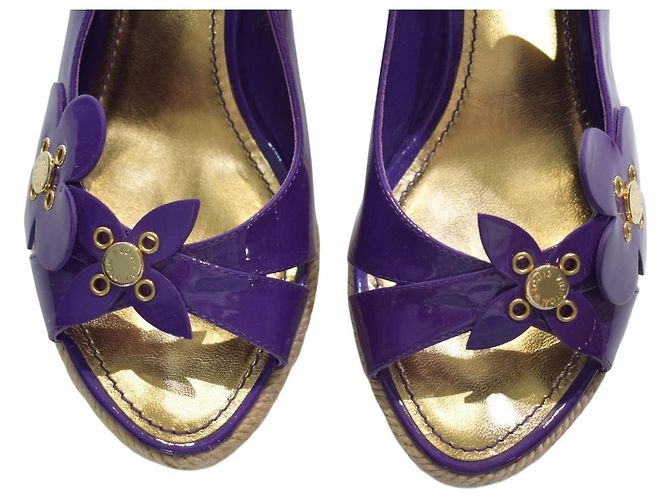 Louis Vuitton Espadrilles Zeppa Monogramma Floreale Viola Porpora - vista 12