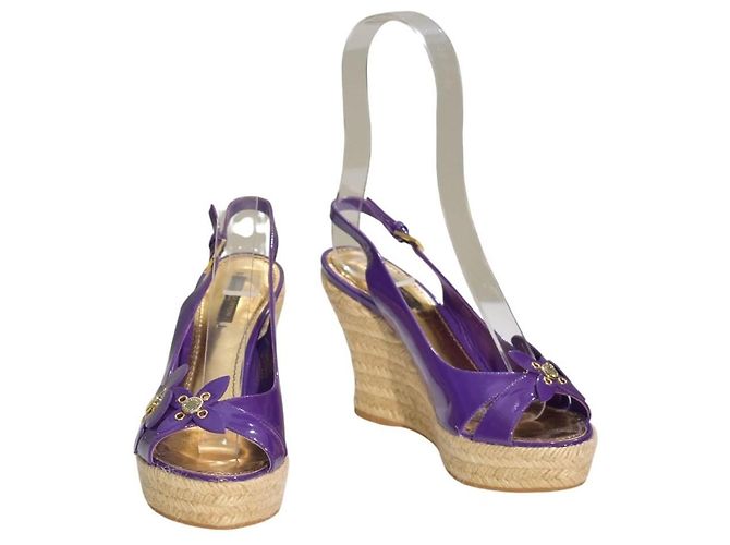 Louis Vuitton Espadrilles Zeppa Monogramma Floreale Viola Porpora - vista 2