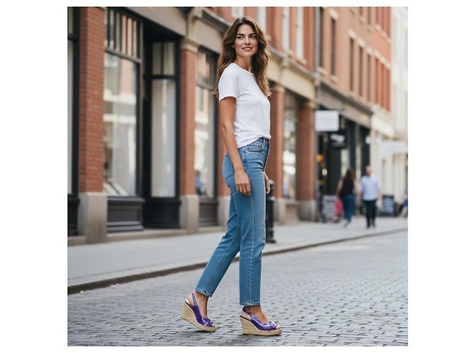 Louis Vuitton Espadrilles Zeppa Monogramma Floreale Viola Porpora - vista 3