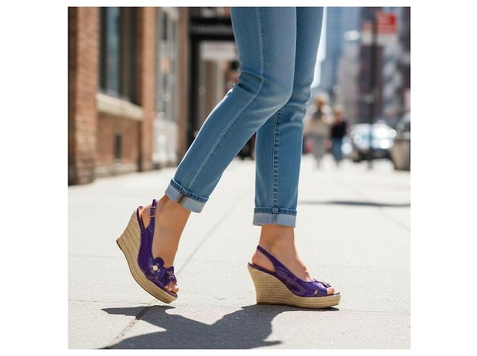 Louis Vuitton Espadrilles Zeppa Monogramma Floreale Viola Porpora - vista 4
