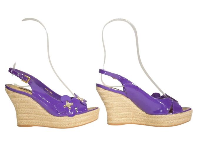Louis Vuitton Espadrilles Zeppa Monogramma Floreale Viola Porpora - vista 7