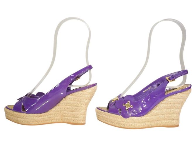 Louis Vuitton Espadrilles Zeppa Monogramma Floreale Viola Porpora - vista 8