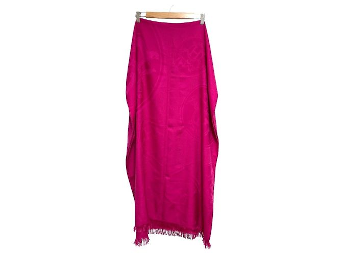 Silk In Hermès Hermes New Libris Cashmere-Seide Stola groß Pink - Ansicht 3