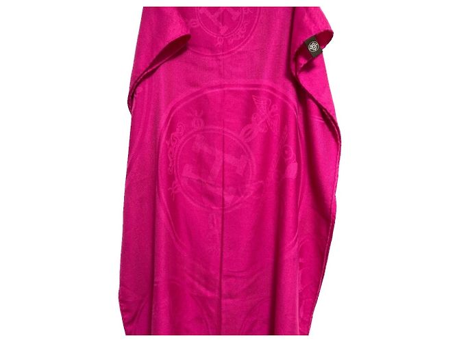 Silk In Hermès Hermes New Libris Cashmere-Seide Stola groß Pink - Ansicht 4