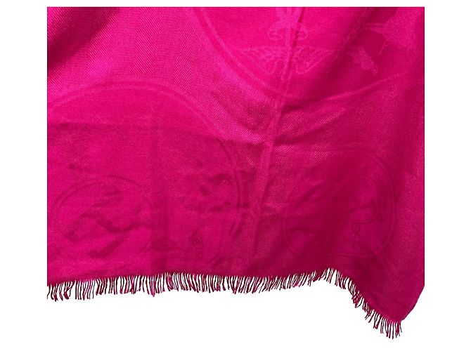 Silk In Hermès Hermes New Libris Cashmere-Seide Stola groß Pink - Ansicht 6