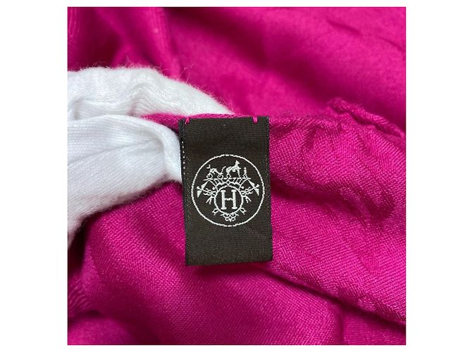 Silk In Hermès Hermes New Libris Cashmere-Seide Stola groß Pink - Ansicht 8