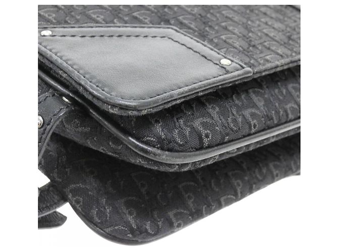 Borsa a tracolla Christian Dior in tela nera e pelle Nero - vista 3