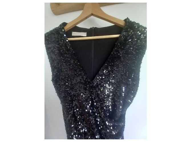 Autre Marque Schwarzes Pailletten-Abendkleid - Ansicht 3