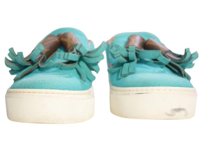 Louis Vuitton Sneakers Slip-On Monogram Turchese Marrone Monogramma - vista 14