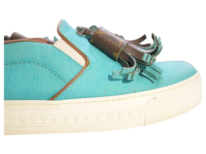 Louis Vuitton Sneakers Slip-On Monogram Turchese Marrone Monogramma - vista 16