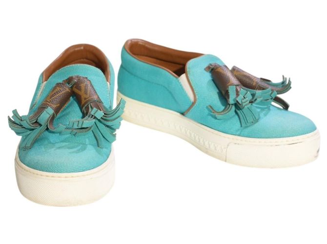 Louis Vuitton Sneakers Slip-On Monogram Turchese Marrone Monogramma - vista 17