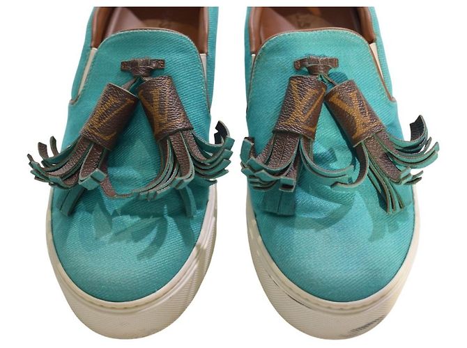 Louis Vuitton Sneakers Slip-On Monogram Turchese Marrone Monogramma - vista 9