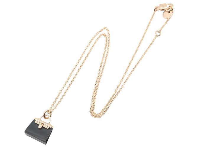 Hermès Collar Hermes Amulette Kelly Black Jade Negro Dorado - vista 2