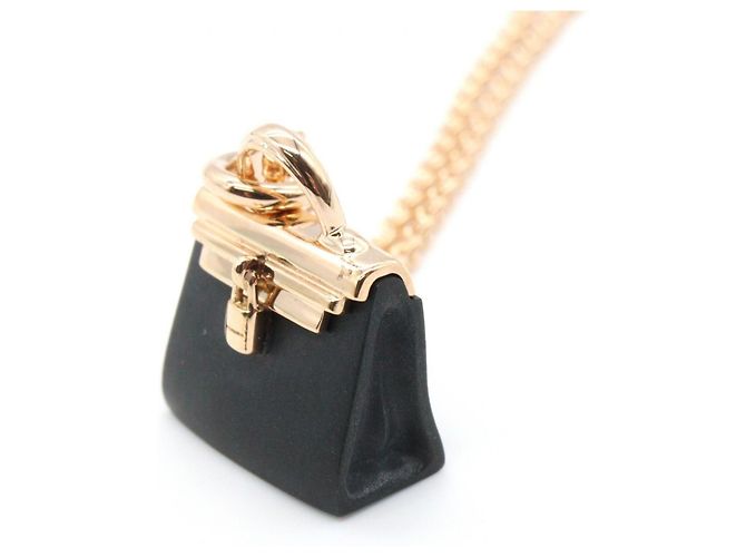 Hermès Collar Hermes Amulette Kelly Black Jade Negro Dorado - vista 4