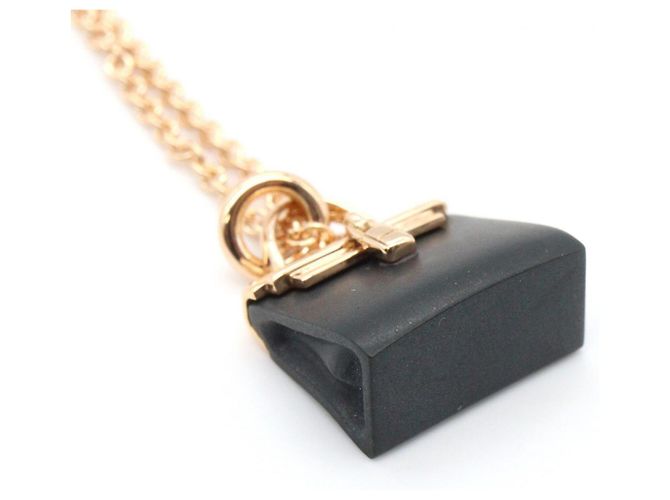 Hermès Collar Hermes Amulette Kelly Black Jade Negro Dorado - vista 5