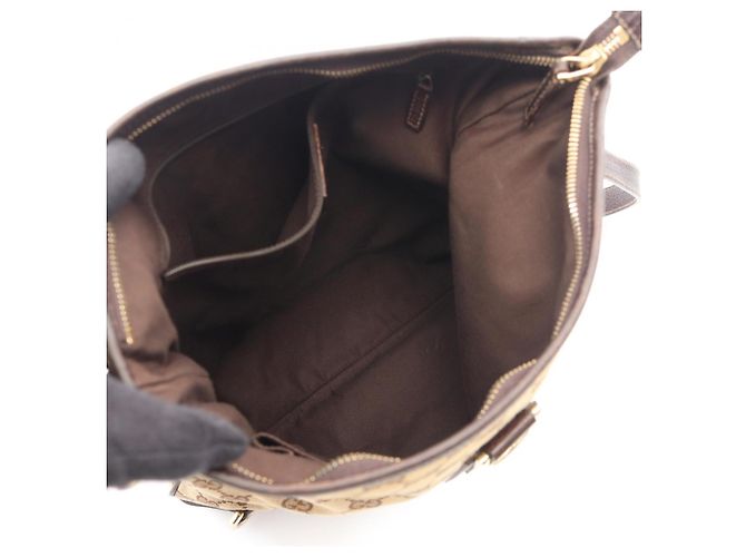 Borsa a Spalla Gucci Abbey GG Canvas Marrone Beige - vista 3