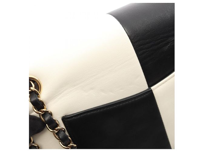 Chanel Double Flap Bicolor Schultertasche Schwarz Weiß - Ansicht 10